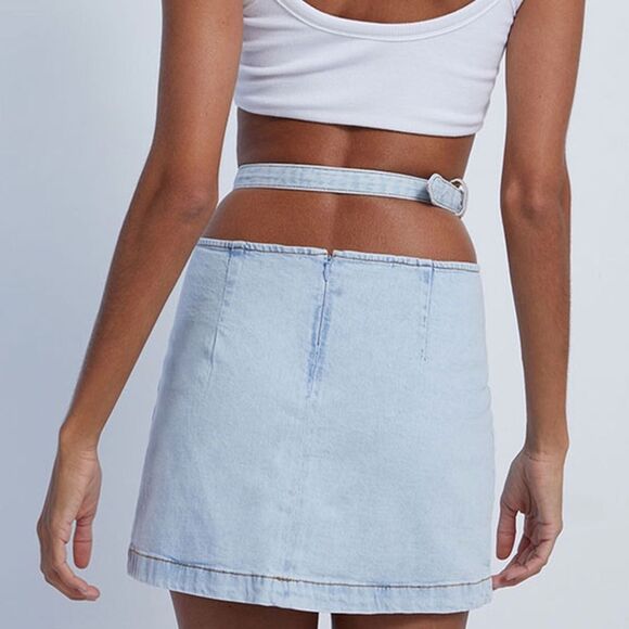 WEWOREWHAT Denim Cut Out Mini Skirt M - Picture 1 of 12
